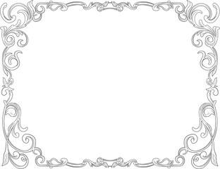 engraving vintage style, floral border and frame