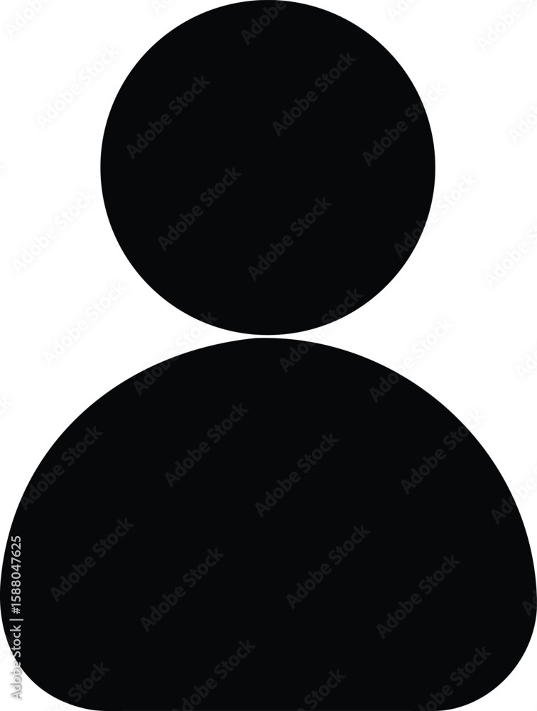 Poster simple solid black filled vector silhouette icon of a user or person isolated on transparent backgro