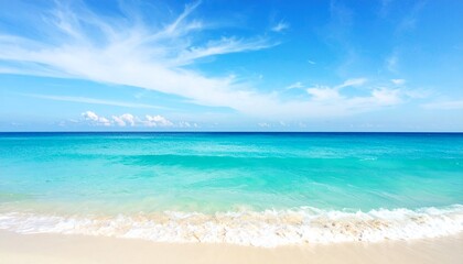 Fototapeta premium Tropical Beach with Clear Turquoise Water and Blue Sky