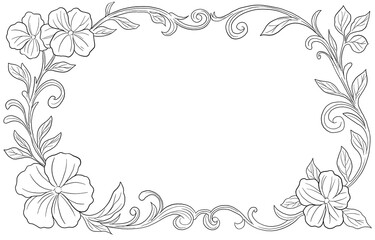 engraving vintage style, floral border and frame