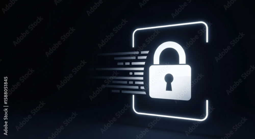 Aufkleber modern security technology concept padlock with data lines on dark background