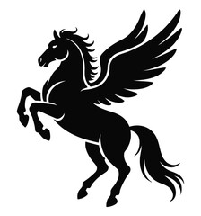 Silhouette of a Pegasus rearing with wings outstretched—ideal for mythology, fantasy, freedom, and inspirational design themes