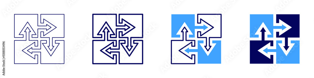 Poster iot solution icon in 4 different styles. thin line, line, bold line, duotone. duotone style. editabl