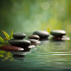 Fototapeta premium Tranquil Zen Garden with Smooth Stones and Gentle Water Ripples