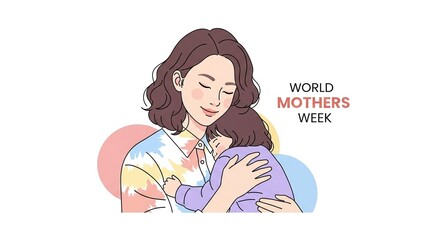 A mother tenderly embraces her sleeping child celebrating world mothers week with a heartwarming illustration of love and family connection