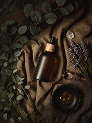 Flat lay sustainable product packaging dark 7