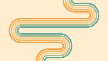 Fototapeta na wymiar Abstract background of rainbow groovy Wavy Line design in 1970s Hippie Retro style. Vector pattern ready to use for cloth, textile, wrap and other.