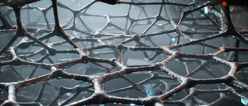 Abstract Futuristic Network Structure Illustrating Advanced Technology and Digital Interconnections A Modern Concept of Data Infrastructure.