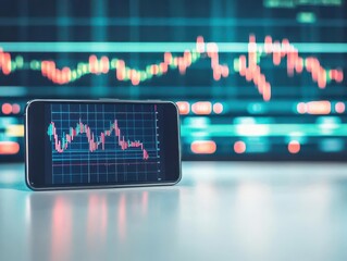 Business and Financial Concept Online trading with chart display on smartphone with graph