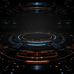 Futuristic Digital Environment with Neon Lights and Abstract Design