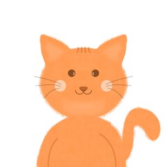 Cute Orange Cat Illustration on White Background