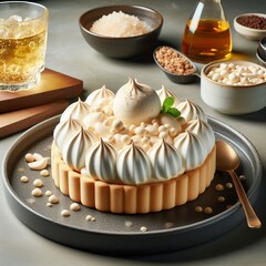A dessert utilizing a stabilized aerated meringue base that mimi
