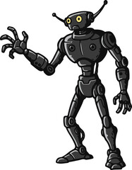 Robot Boy Minimalist Cyborg Silhouette Illustration