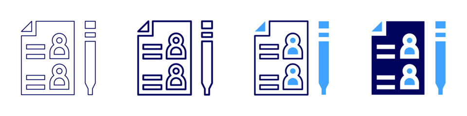 Pre survey icon in 4 different styles. Thin Line, Line, Bold Line, Duotone. Duotone style. Editable stroke