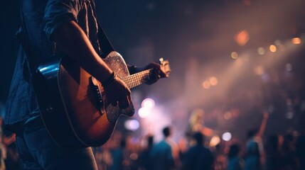 Christian Band - Silhouette of a Guitarist on Stage Playing Music in Worship Night