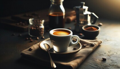 Espresso Shot with Crema Espresso in small cup golden crema K da