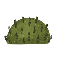 Green bush watercolor illustration for decoration on garden and nature landscape.