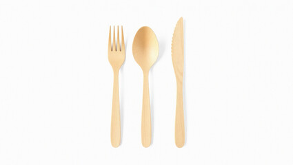 Eco friendly disposable cutlery set made from biodegradable plant based materials including fork spoon and knife perfect for sustainable dining