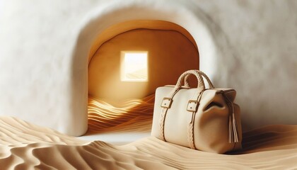 Desert minimal hut stucco white interior tiny slit window golden