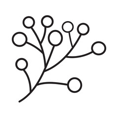 A Minimalist Line Art Branch with Berries. Illustration Vector