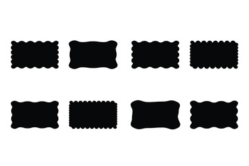 rectangle wavy edges black sloid vector element