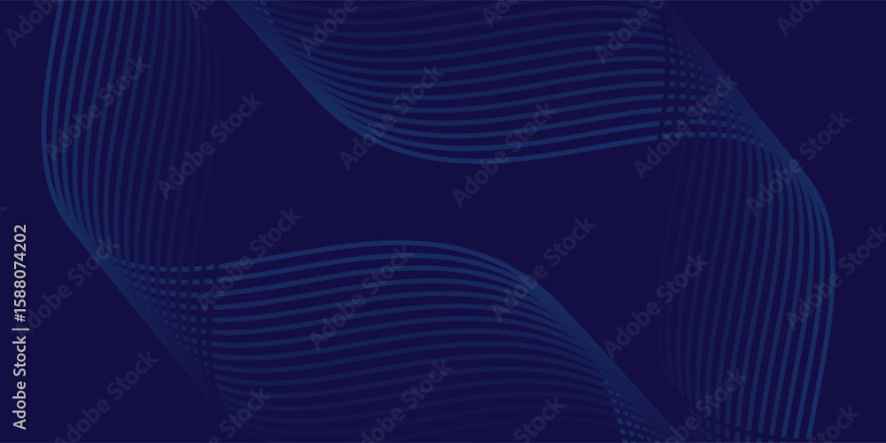 Poster abstract glowing wave lines on dark blue background. dynamic wave pattern. modern flowing wavy lines