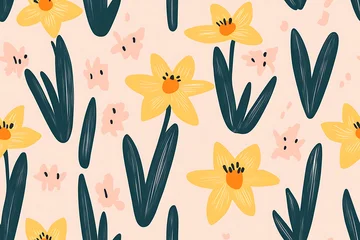 Gardinen Kinderzimmer Muster  Daffodil Minimalist seamless pattern background vector  © Sohaib