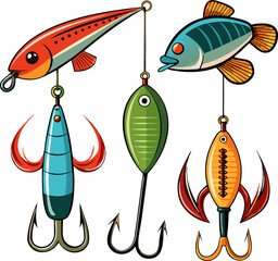   Fishing Hook and Lure Vector Set
