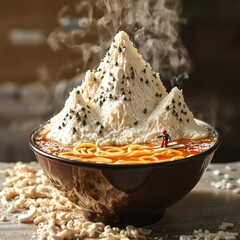 Winter Warmth Ski Season Ramen Noodle Soup Mountain Adventure