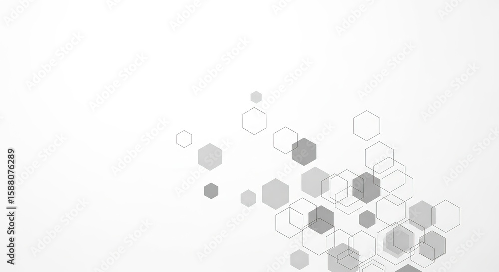 Poster abstract hexagonal network pattern with subtle gradients on a clean white background