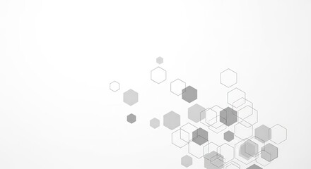 Fototapeta premium Abstract hexagonal network pattern with subtle gradients on a clean white background
