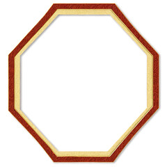 Octagon shape frame with design paper style. golden frame