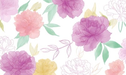  The design has low detail, no shading, and uses pink, purple, green, and yellow color pencil strokes in a line art style.
