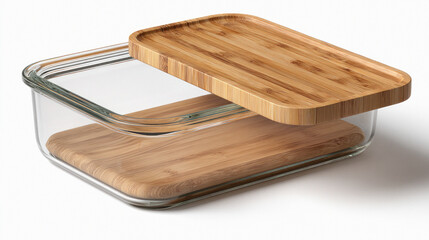 Reusable glass food storage container featuring smooth bamboo lid designed for eco friendly sustainable kitchen organization and zero waste living