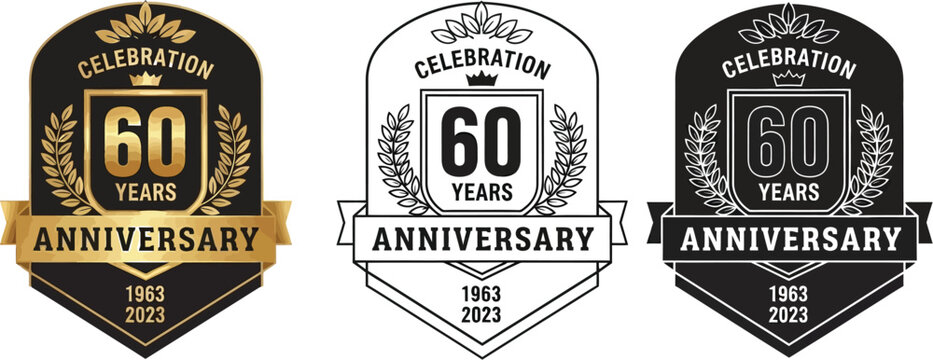 Celebrate sixty years with this anniversary emblem in gold, monochrome, and black shades