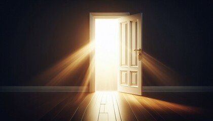 Open Door with Light Shining Through An open doorway in a dark r