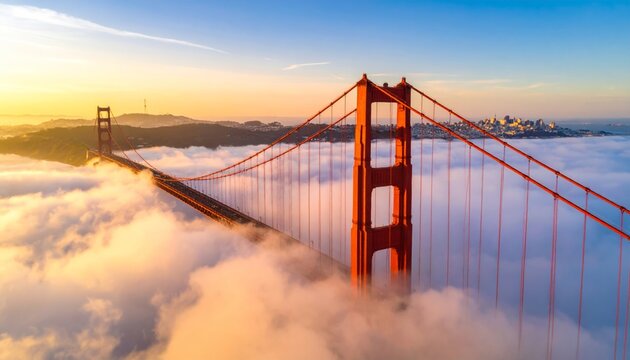 Capturing the dramatic interplay of San Francisco's skyline, the Golden Gate Bridge