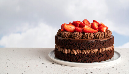 Strawberry Chocolate Birthday Cake Dessert image