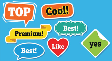 Colorful stickers showcase various positive messages on an alluring light blue backdrop.
