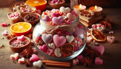 Heart shaped Potpourri Jars Jars filled with potpourri shaped li