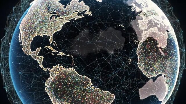Global network connections digital earth abstract technology data flow communication concept scientific innovation future world map cyber space connectivity digital transformation global 4K Ai HDvideo