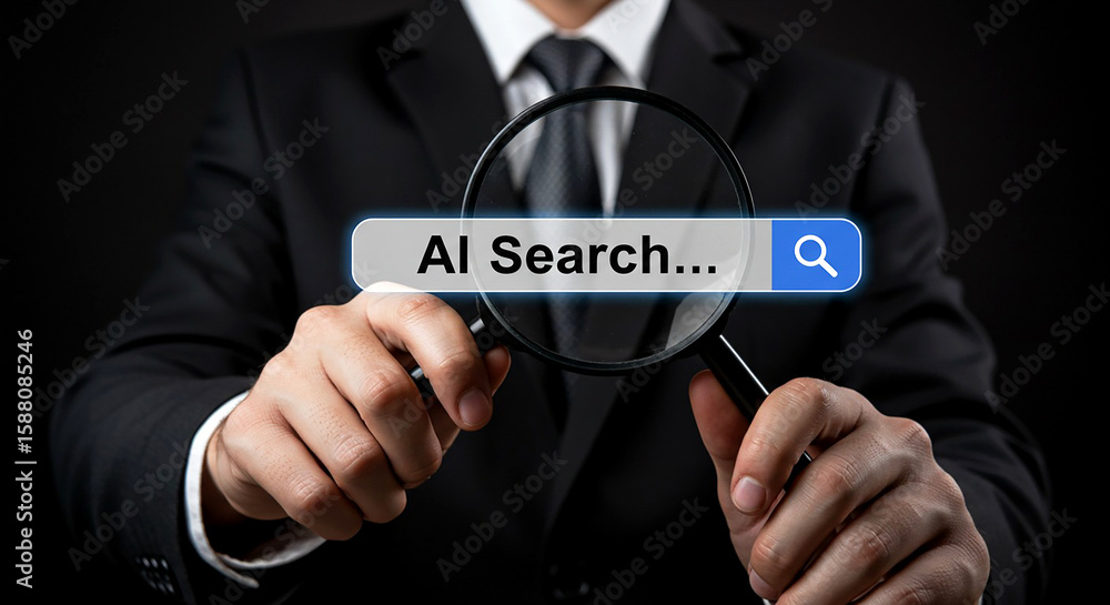 Poster ai search engine optimization and artificial intelligence research for online information retrieval