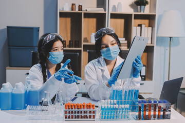 Modern Empty Science Laboratory With Microscopes, Test Tubes And Other Laboratory Equipments