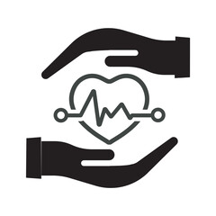 Heart Health and Care Hands Illustration Vector Icon