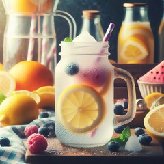 Lemonade stand condensation on jar