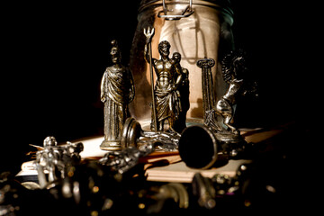 Mythological Chess Pieces in Dramatic Lighting