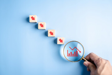 Stock market and business downtrend financial crisis, economic recession, performance decline,...