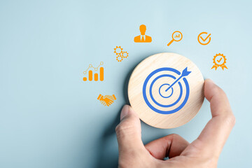 Target planning strategy for business development and success, goal setting, analytics, teamwork,...