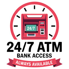 service without liRed ATM Machine with Banner and Bank Access Text