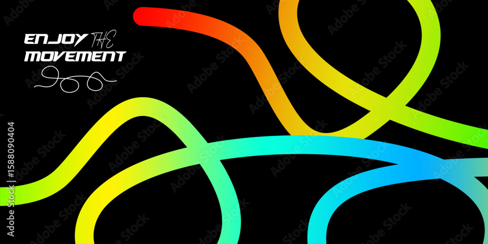 Fototapete color lines abstract background. shape wavy ribbon pattern with rainbow gradient. vector design elem